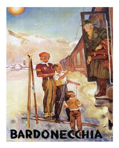 Vintage ski scene wall art - scene,