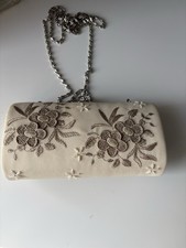 Coast Clutch Bag with Chain Strap In Cream With A Silver Chain