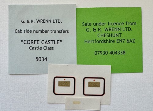 Wrenn castle class cab sides - wrenn, &