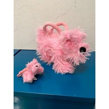 Cuddle Factory Pink Plush Furry Dog Puppy Purse Bag & Keyring