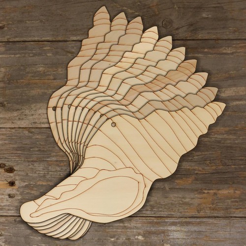 10x wooden sea shell tulip - 10x,