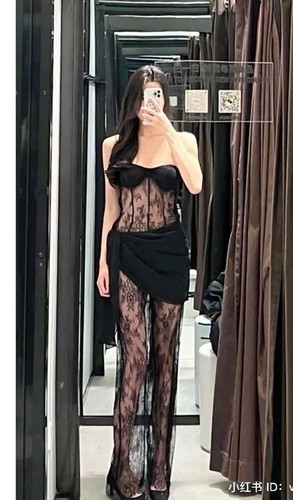 Zara long lace - zara, black