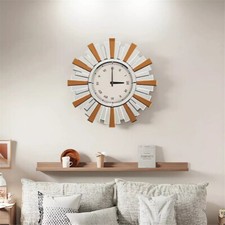 Classical Wall Clock Hanging Beveled Mirrored Glass Clock for Home Hallway Decor