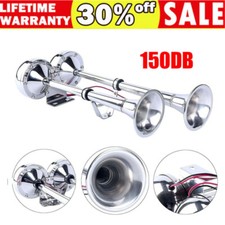 12V Air Horn Electric Super Loud Dual Trumpet Marine Grade Boat Stainless Steel