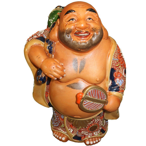 Hotei budai god kutani pottery - hotei,