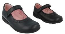Girl's Startrite Navy / Black Leather School Shoes : Trilogy