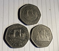 1997 and 2009 Bailiwick of Jersey  50p coins, plus 2009 Gibraltar 50p !