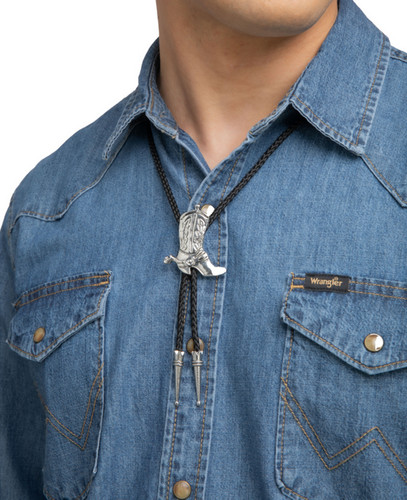 Cowboy boot bolo tie - cowboy,