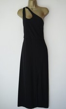 H&M BLACK ONE SHOULDER MAXI DRESS SLIT LEG SIZE M 12 14 BNWT