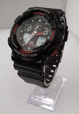 Casio G Shock GA-100 Men's Digital & Analogue Wristwatch Black & Red