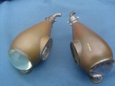 VINTAGE JOS LUCAS CAV BRASS  PAIR TORPEDO SIDE LAMPS VSCC