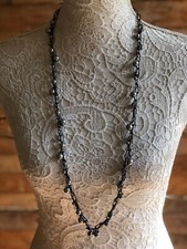 Necklace grey & silver metal & beads unusual costume jewellery pre-owned