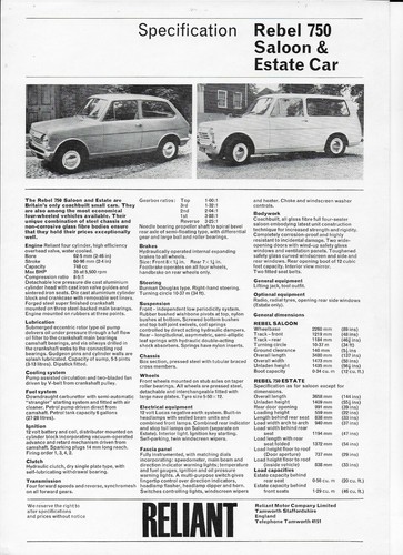Reliant rebel 750 brochure - rebel,