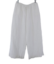 Glassons Trousers White Organic Cotton Wide Leg Palazzo Crinkle Pants Size UK 14