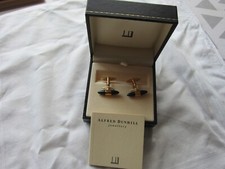 Alfred Dunhill Gold/Green Onyx Bullet Cuff Links (NEW)