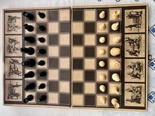 Vintage Retro Chess and Backgammon Cardboard Set In Folding Box Complete Rare