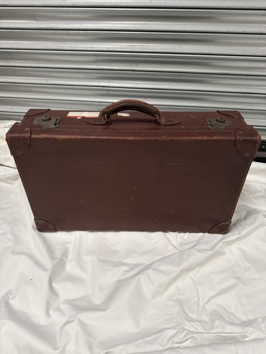 Vintage suitcase brown leather - suitcase,