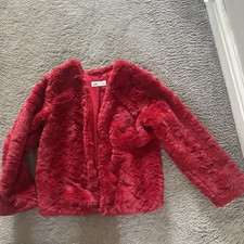 H&M Faux Fur Red Girls Coat