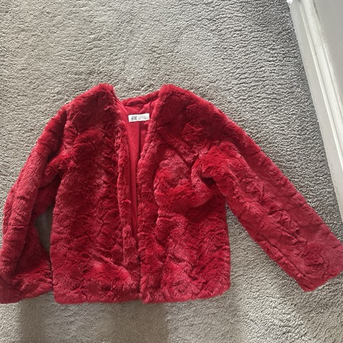 Faux fur red girls - h&m, coat