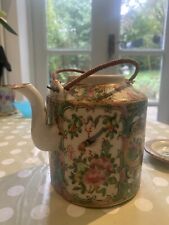 CHINESE Qing Period Tea Pot Complete With Original Wicker Holder.