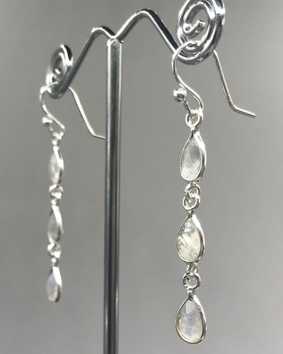 Faceted rainbow moonstone drop