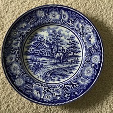 Royal Staffordshire Wilkinson Blue And White Rural England Design 8” Plate