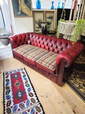 Vintage Chesterfield Ox Blood Leather Quality 3 Seater Sofa