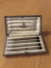 Asprey London Vintage Sterling Silver Bridge Propelling Pencil Set Silver Case