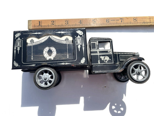 Vintage tinplate hearse lorry - vintage,