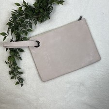 Oversized Large Cream Clutch Wristlet Bag Purse Faux Leather