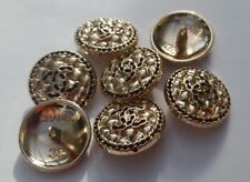 Chanel Button Set of 6 Size 23 mm Round, Gold And Black ,  Metal
