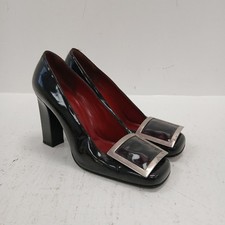 Yves Saint Laurent Heels Womens Size UK 4 4.5 Black Leather Designer RMF31-CAP