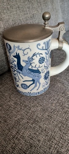 Vintage blue white tankard - vintage,