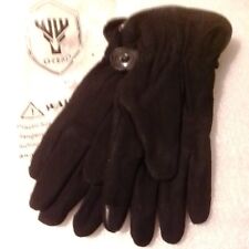 Ozero Luxury Deerskin Leather Suede Touch Screen Gloves Black Size XL