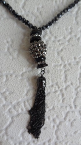 Sparkly black beaded - , tassel