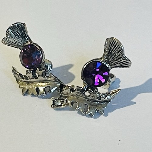 Vtg scottish thistle earrings - vtg,