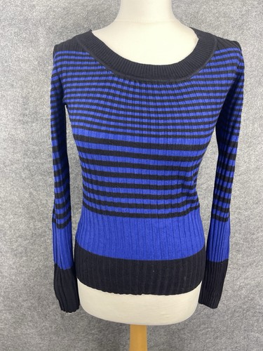 Y2k blue black striped - blue, ribbed