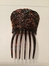 Antique 1900s Tortoise Shell Celluloid High Back Art Nouveau Hair Comb Mantilla