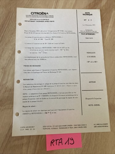Citroën technical note 1975 - technical,