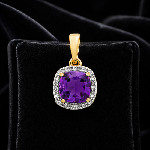 Cushion amethyst diamond - amethyst,