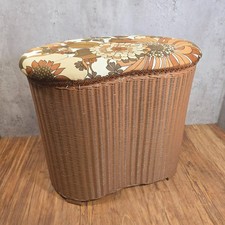 Genuine Lloyd Loom Lusty Chocolate Brown Floral Kidney Shape Ottoman Basket Seat