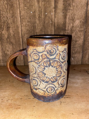 Antique rustic stoneware mug - rustic,