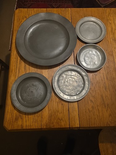Antique pewter plates chargers - antique,