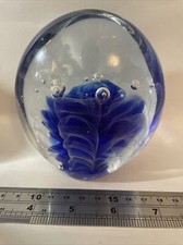 HEAVY VINTAGE ART GLASS BLUE