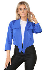 LADIES CROPPED STYLE WATERFALL BLAZER JACKET WOMAN COAT TOP  PLUS SIZE UK 8-26