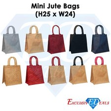 Small Jute Shopping Bag Hessian Eco-Reusable Gift Tote Lunch Handbag (H25xW24)