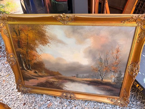 Large vintage framed - vintage, oil