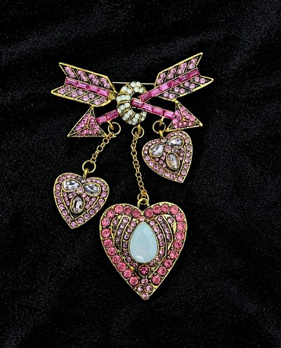 Pink heart arrow rhinestone - pink,
