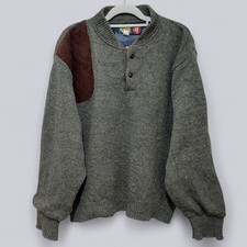 Cabela's Outdoor Gear Men's Wool Henley Jumper Elbow Patches Khaki Dark Green L