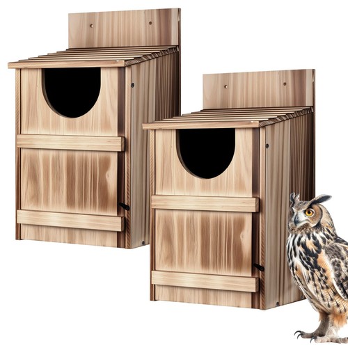 Pack wooden owl houses - owl,